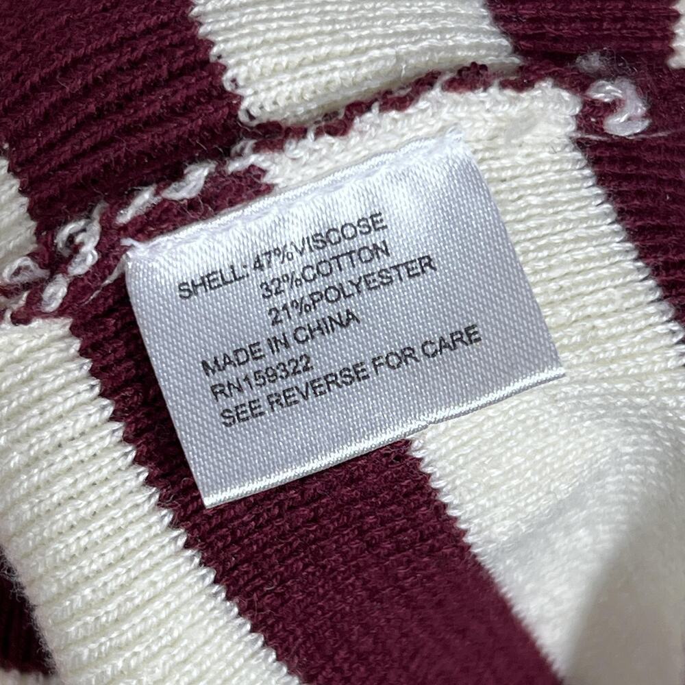 Evereve Cardigan Sweater Womens Large White Striped Button Front Crewneck Knit - Picture 4 of 8